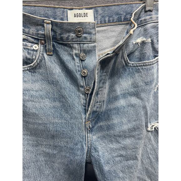 Agolde 90s Y2K Mid Rise Loose Fit Jeans Button Fly Denim Womens Size 25 - Picture 9 of 16